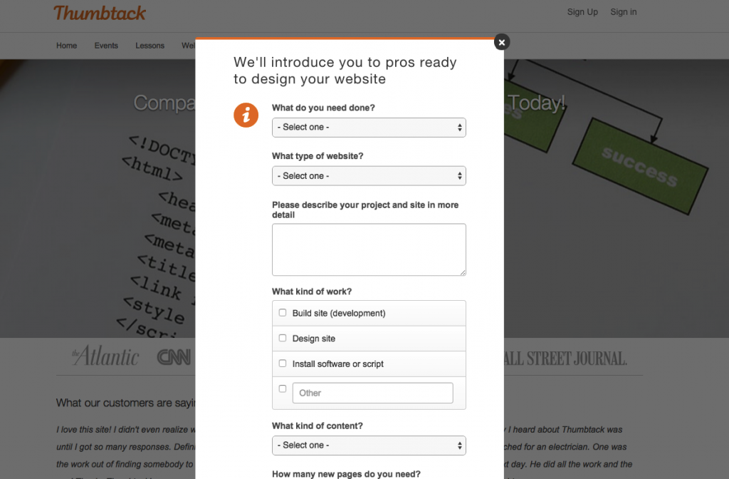 Thumbtack long form example