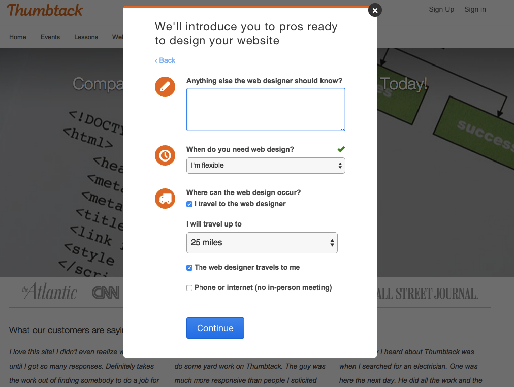 Step 3 of Thumbtack's form fill