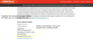 Most press releases include contact info, so search here if you're stumped.